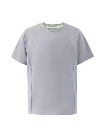 T-shirt de sport PatPat Rapidair Activewear pour enfant, garçon/fille, à séchage rapide et à refroidissement instantané, UPF 100+, anti-éruption cutanée, gris