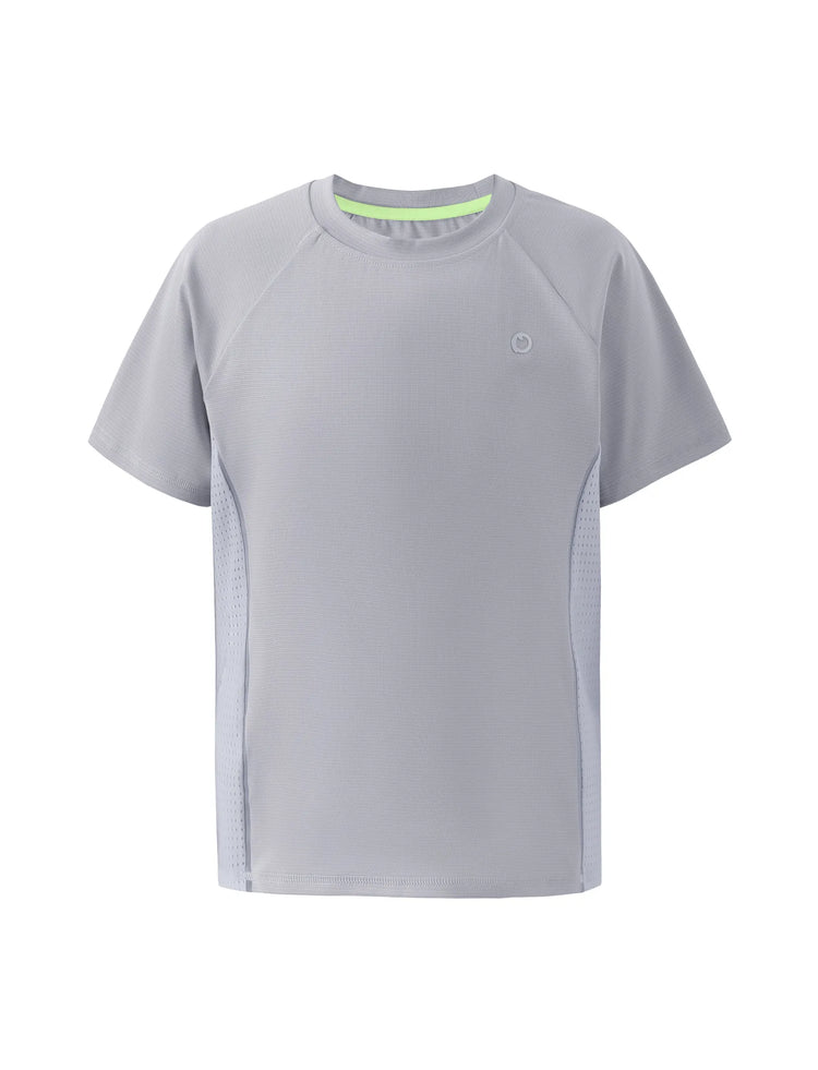 T-shirt de sport PatPat Rapidair Activewear pour enfant, garçon/fille, à séchage rapide et à refroidissement instantané, UPF 100+, anti-éruption cutanée, gris