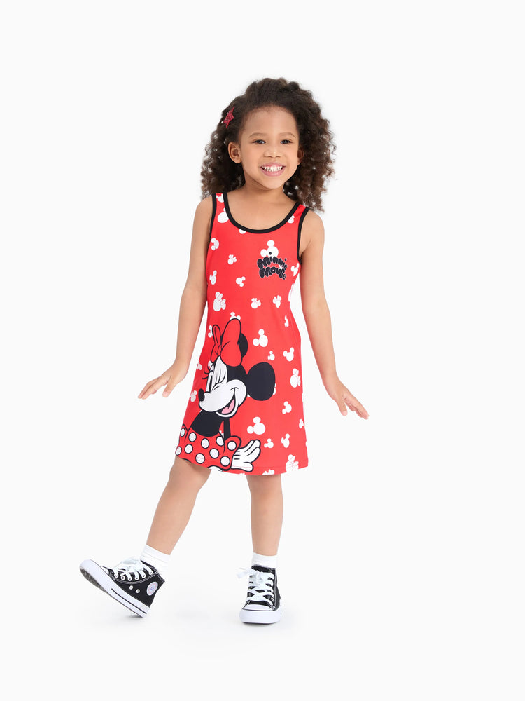 Disney Mickey and Friends Toddler/Kid Girl Naia? Minnie Mouse Pattern Colorblock Tank Dress Red