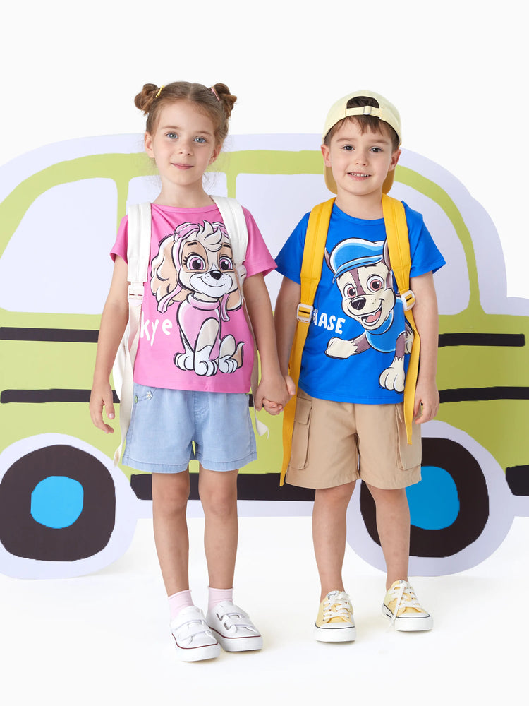 Camiseta estampada con el logo de Skye de la Patrulla Canina para niña pequeña
 Rosa rosa