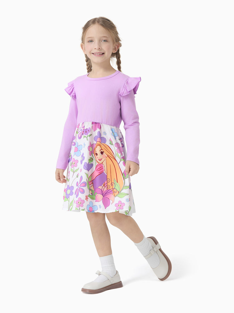 Disney Princess Toddler Girl Rapunzel Childlike Ruffle Flutter-sleeve Dress Light Purple