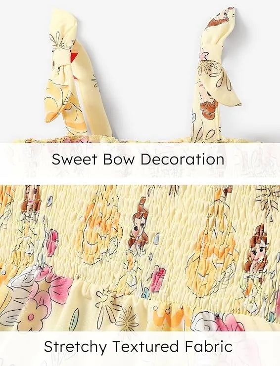 Robe à imprimé floral Disney Princess Belle pour petite fille, jaune