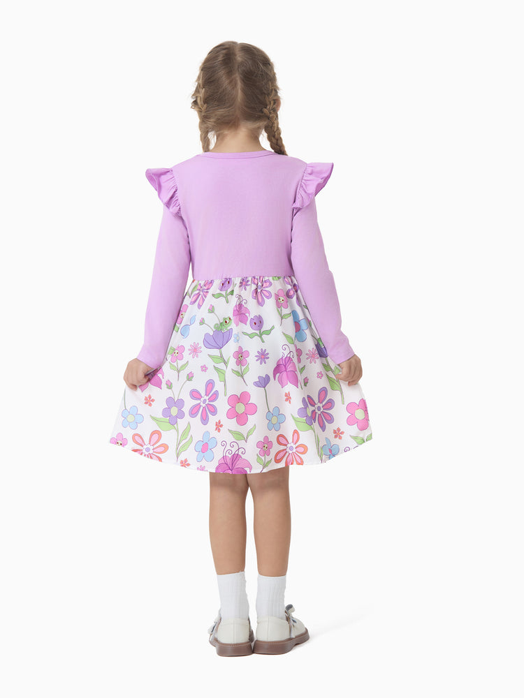 Disney Princess Toddler Girl Rapunzel Childlike Ruffle Flutter-sleeve Dress Light Purple