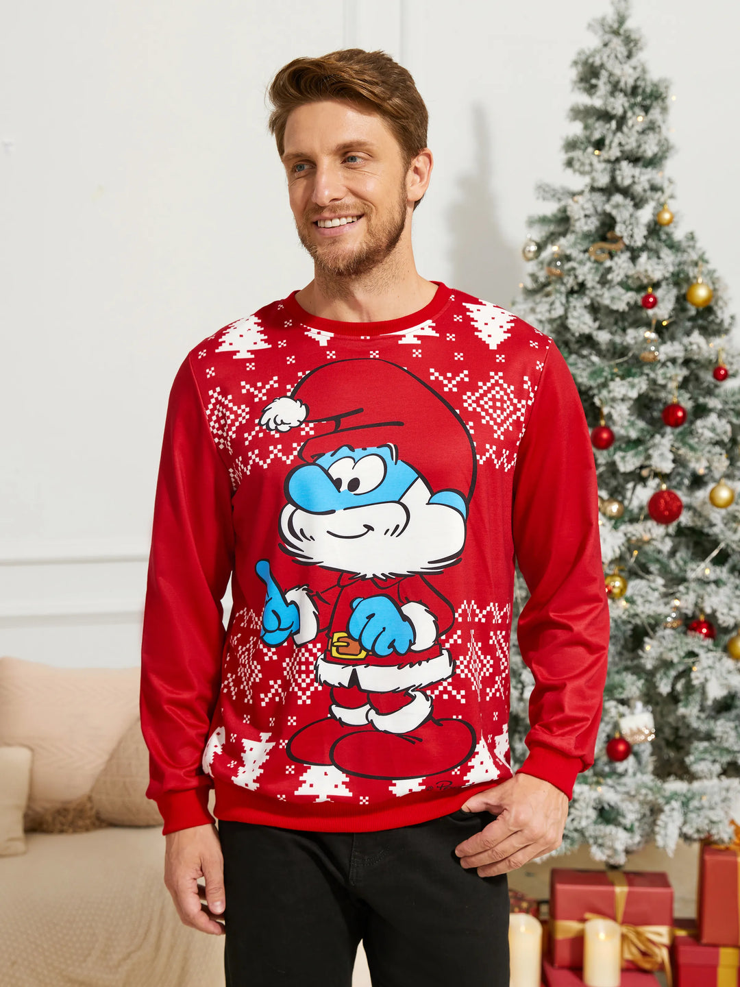 Schlümpfe Familie Passendes Weihnachtsset rot