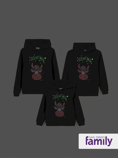 Disney Stitch Family matching 1pc Halloween Pumpkin Glow In The Dark Hoodies Black