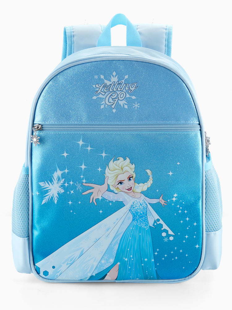 Disney Frozen Toddler Girl Elsa Backpack with Chest Strap & Bottle Pockets Blue