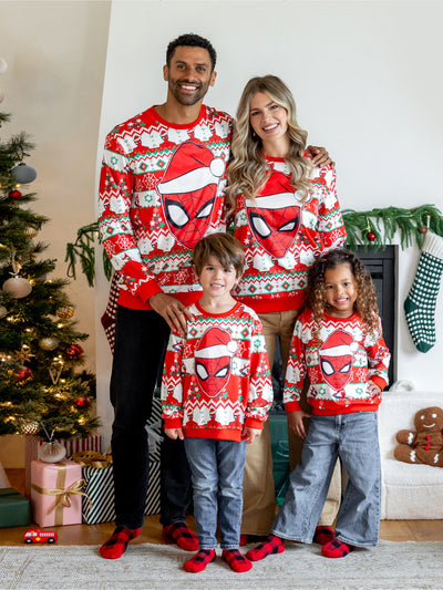 Marvel Christmas Family Matching Spider-Man Christmas Tree Sweatshirt/Romper Red