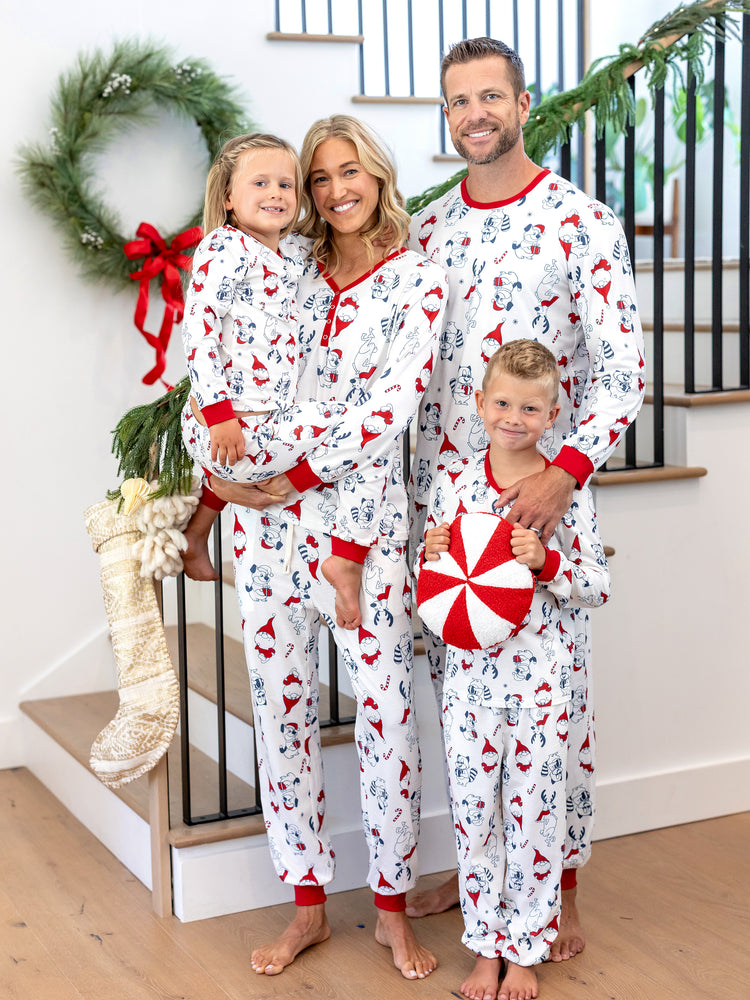 Family Matching Christmas Pajamas Gnome Print White