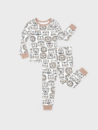 Christmas / Halloween Pajama 2-piece Bamboo Pajamas Set With Childlike Print for Baby / Toddler( Snug-Fitting) Khaki
