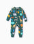 Pyjama sans pieds ajusté à fermeture éclair en mélange cartoon neutre en bambou pour bébé, vert foncé