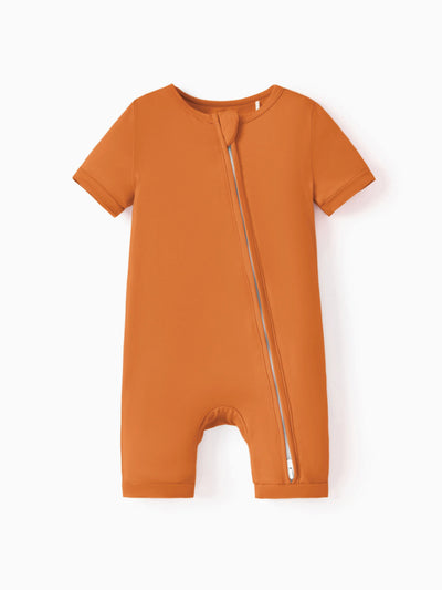 Bamboo Baby Boy / Girl 2-Way Zip Onesies Anti Slip Childlike Food Pattern Bamboo Sleepwear (Snug-Fitting)
 Orange