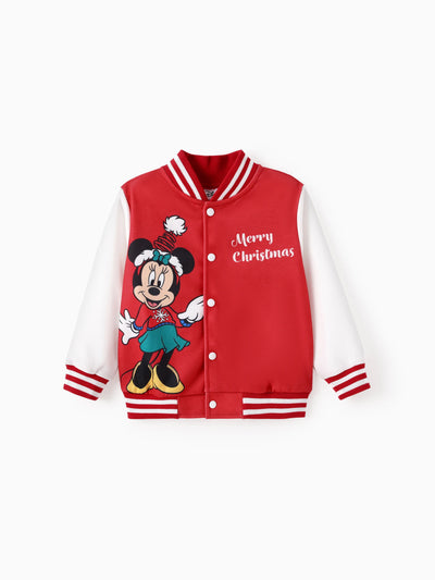 Disney Mickey and Friends Toddler/Kids Girl Minnie Mouse Christmas Colorblock Bomber Jacket Red