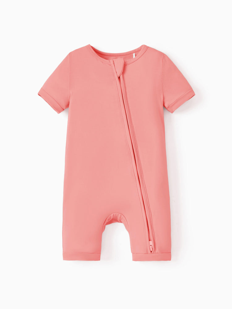Bamboo Baby Boy / Girl 2-Way Zip Onesies Anti Slip Childlike Food Pattern Bamboo Sleepwear (Snug-Fitting)
 Pink