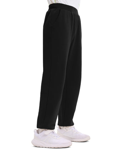 Pantalon de jogging doublé polaire pour enfant avec imprimé réfléchissant et poches – Pantalon de survêtement chaud, respirant et évacuant l'humidité pour garçons et filles, noir