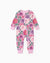 Pyjama sans pieds ajusté à fermeture éclair en mélange floral neutre en bambou pour bébé, rose foncé
