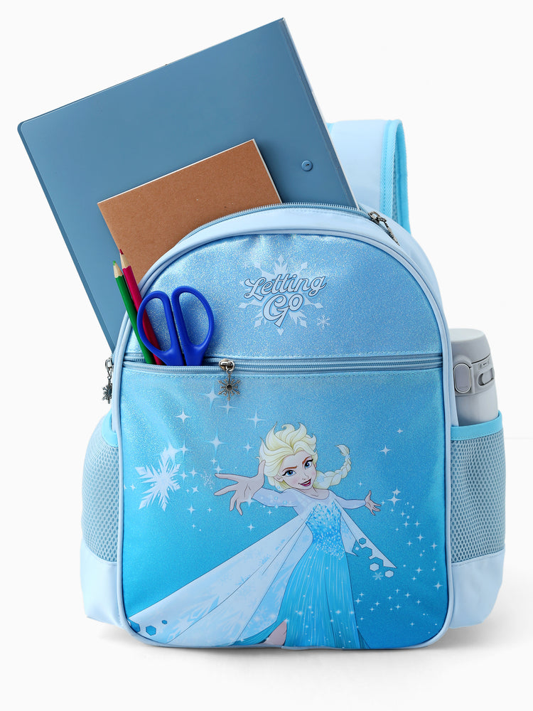 Disney Frozen Toddler Girl Elsa Backpack with Chest Strap & Bottle Pockets Blue