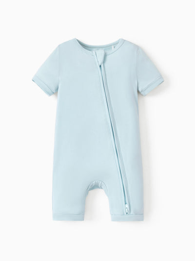 Grenouillère en bambou pour bébé garçon/fille, fermeture éclair à double sens, antidérapante, motif alimentaire enfantin, vêtements de nuit en bambou (bien ajustés)
 Turquoise