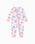 Pyjama sans pieds ajusté à fermeture éclair en mélange cartoon neutre en bambou pour bébé, rose violet