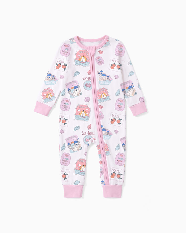 Little Explorers Bamboo Zip-Up Baby Pajamas