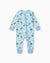 Pyjama sans pieds ajusté à fermeture éclair en mélange cartoon neutre en bambou pour bébé, bleu