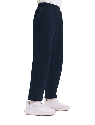 Pantalon de jogging doublé polaire pour enfant avec imprimé réfléchissant et poches – Pantalon de survêtement chaud, respirant et évacuant l'humidité pour garçons et filles, bleu foncé