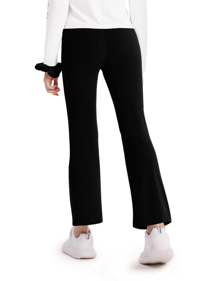 Leggings de yoga évasés taille haute pour fille avec chouchou assorti offert, noir