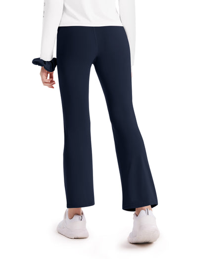 Girl's Leggings High-Waist Flared Yoga Pants with Complimentary Matching Scrunchie Deep Blue