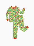 Christmas / Halloween Pajama 2-Piece Upgraded Thick Bamboo Pajama Set With Childlike Print for Toddler / Kids Girl (Snug-Fitting) Green