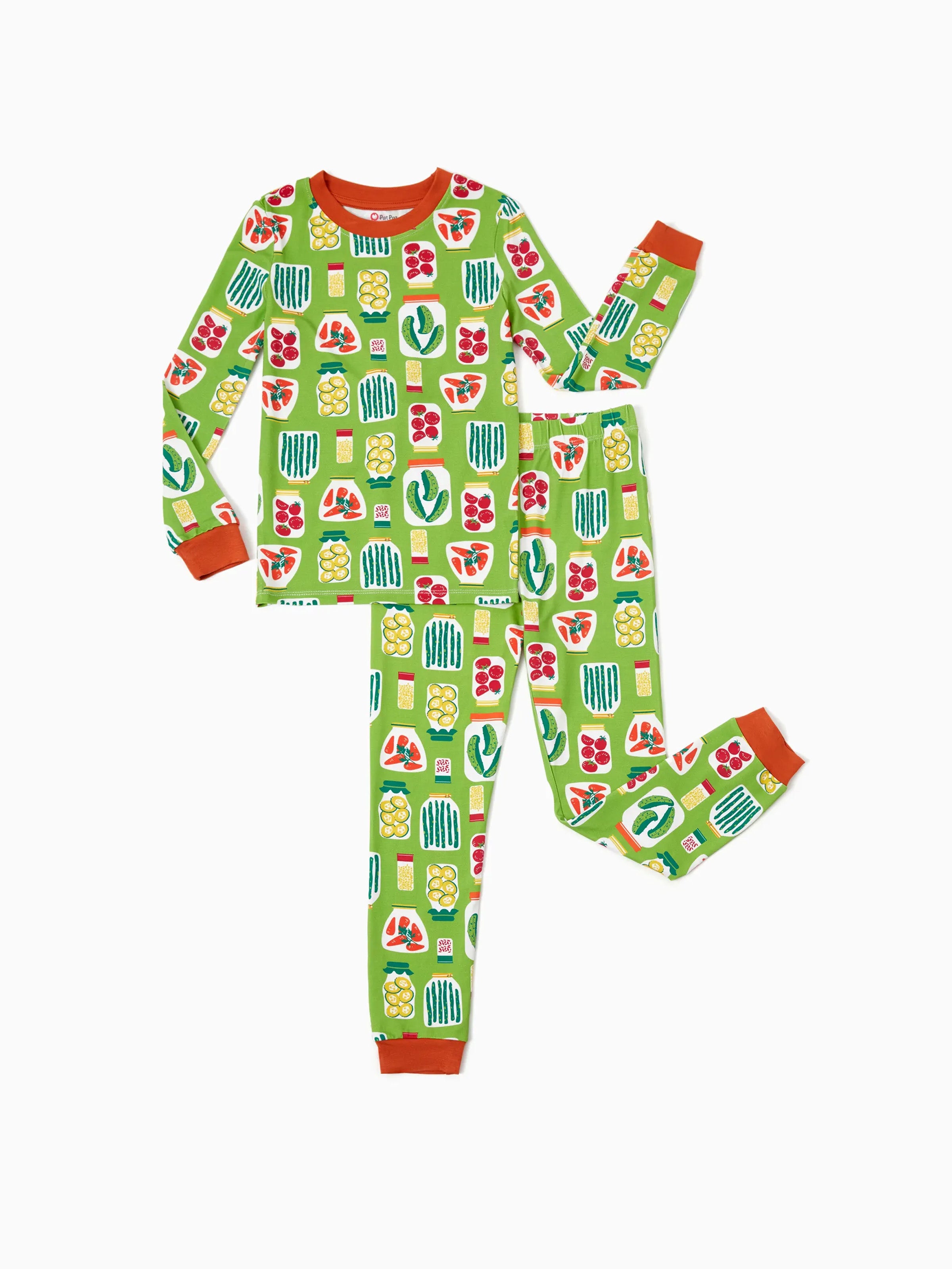 Christmas Halloween Pajama 2 Piece Upgraded Thick Bamboo Pajama Set Childlike Print