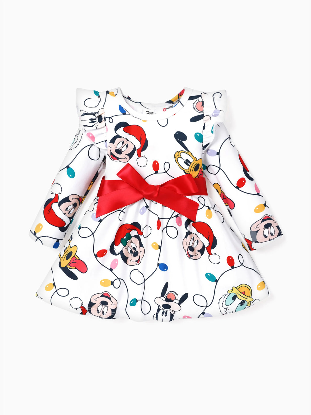 Disney Mickey and Friends Toddler Girl Christmas Mickey/Minnie/Pluto Bow Tie Dress Red