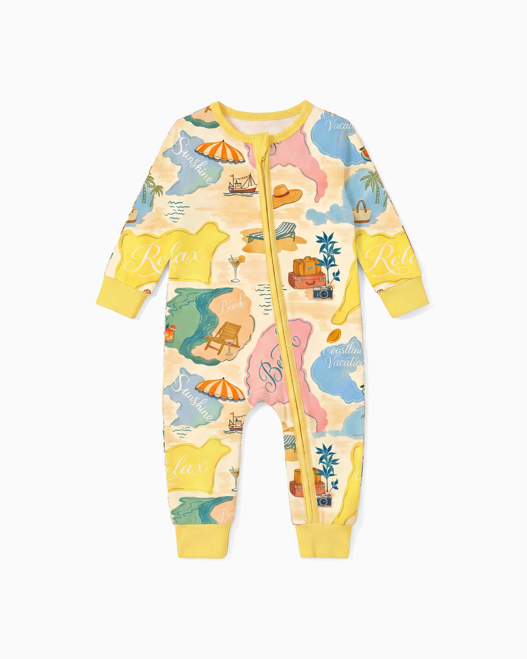 Little Explorers Bamboo Zip-Up Baby Pajamas