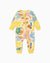Pyjama sans pieds ajusté à fermeture éclair en mélange cartoon neutre en bambou pour bébé, jaune
