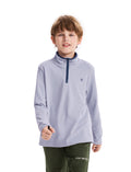 Sweat à capuche et demi-zip unisexe pour enfants, col montant, couleur unie, violet clair
