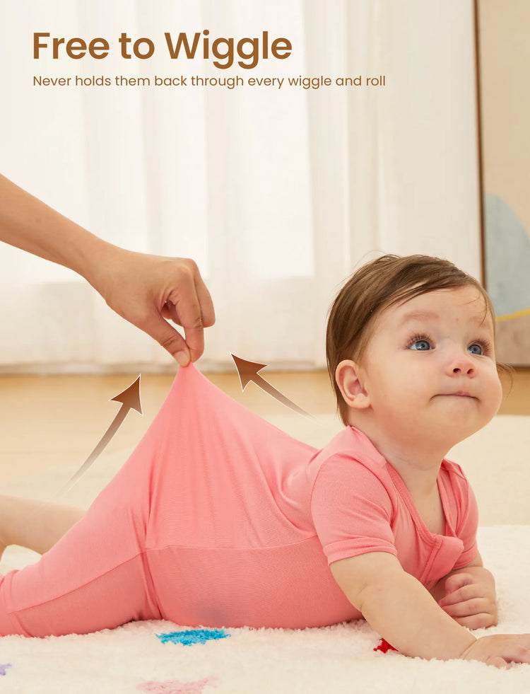 Grenouillère en bambou pour bébé garçon/fille, fermeture éclair à double sens, antidérapante, motif alimentaire enfantin, vêtements de nuit en bambou (bien ajustés)
 Rose