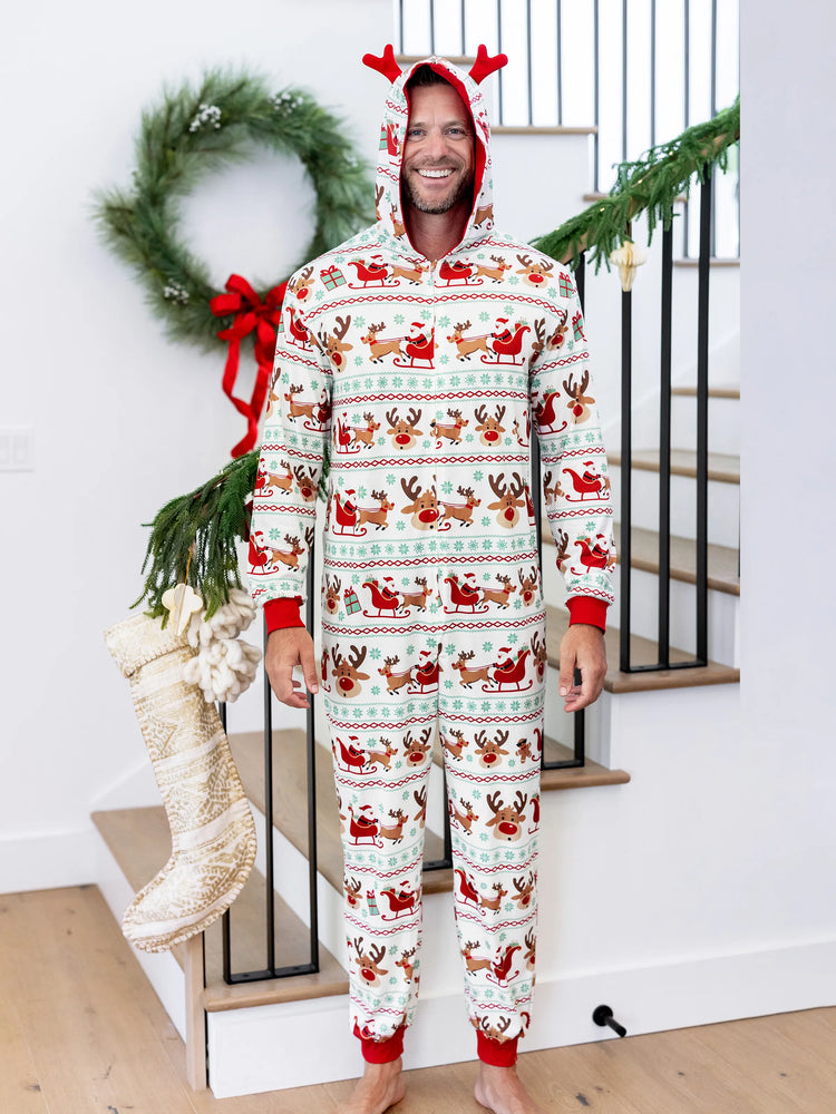 Ensemble pyjama de Noël assorti pour toute la famille, imprimé renne, manches longues, avec chaussettes de Noël rouges