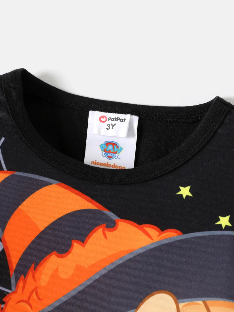 Ensemble 2 pièces Paw Patrol pour petite fille, t-shirt à manches longues et jupe en maille rayée à motif Skye d'Halloween, couleur unie