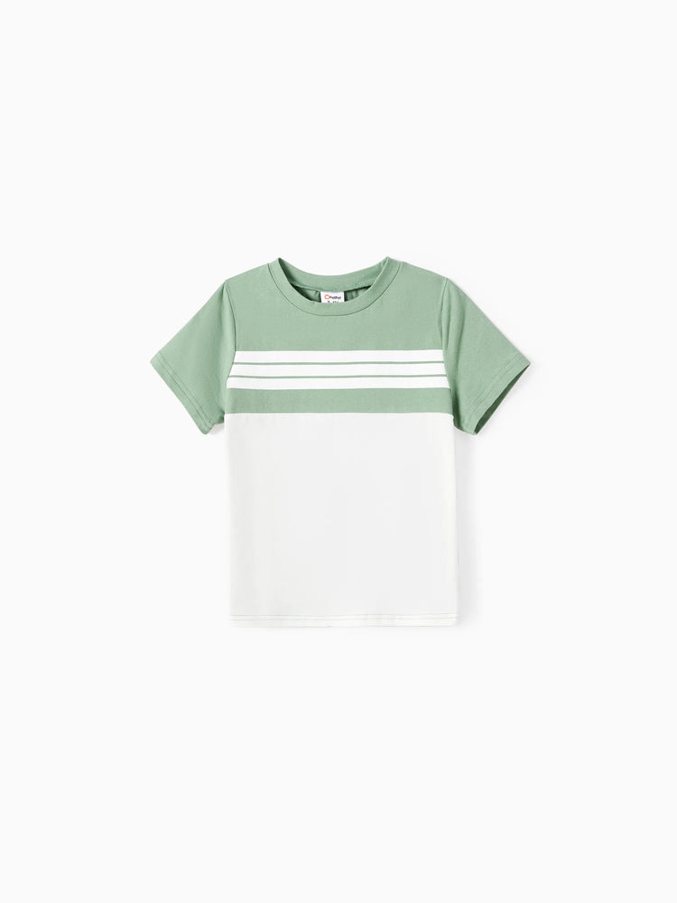 Daddy & Son Elegant Broken Flower Matching T-Shirt Outfits for Family, Medium Thickness Green