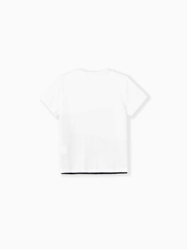 Daddy & Son Cross Back Colorblock Top Sets Black