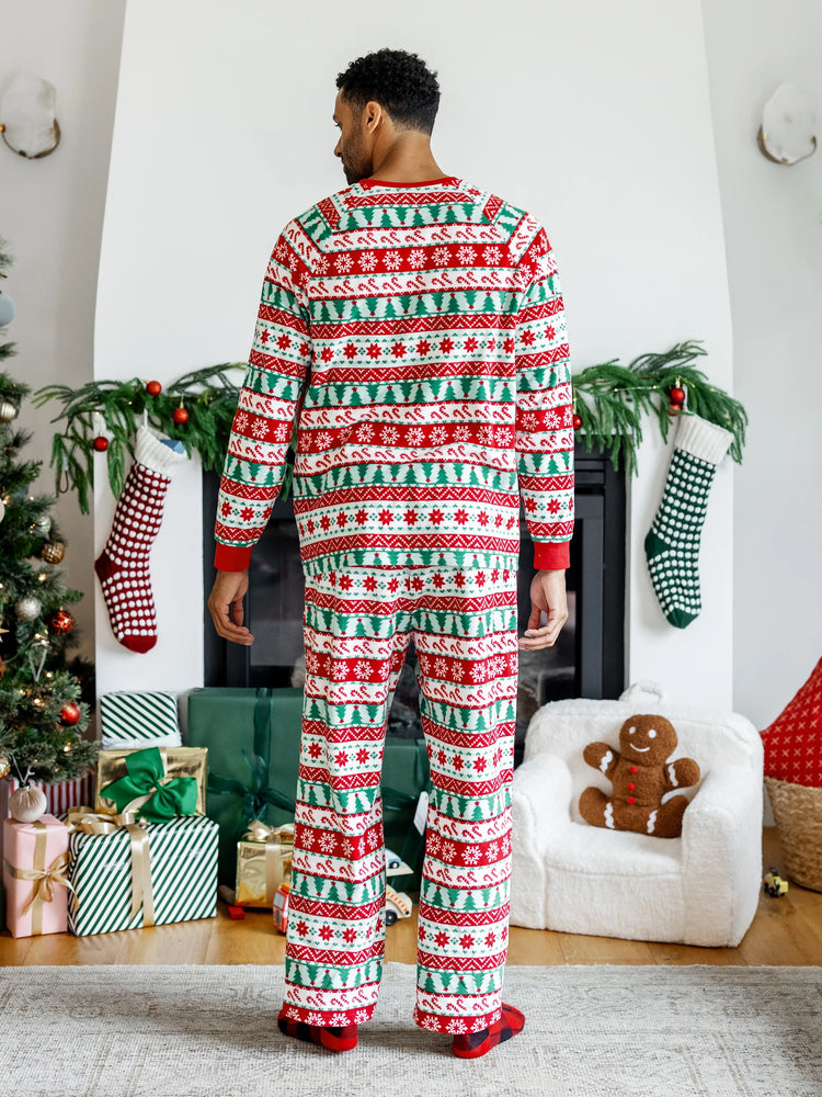 Ensemble pyjama de Noël assorti en polaire à motif Fair Isle Frosty le bonhomme de neige, rouge