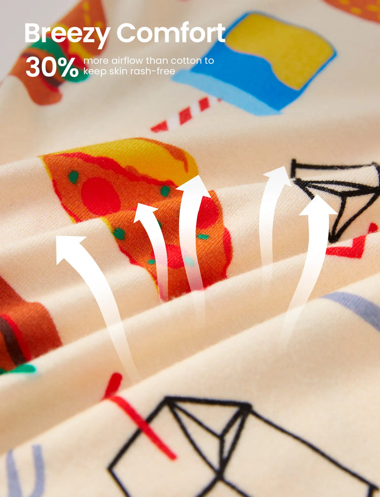 Pyjama en bambou pour bébé/fille avec imprimé enfantin (ajusté) marron