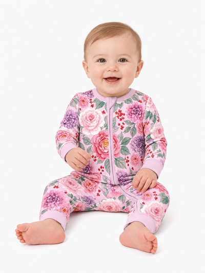 Bloom & Blossoms Bamboo Zip-Up Baby Pajamas