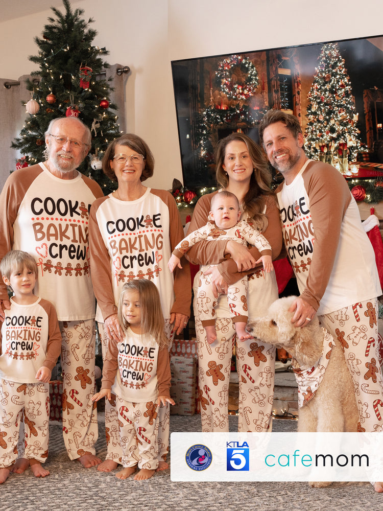 Ensemble pyjama de Noël à manches longues et imprimé bonhomme en pain d'épices avec chaussettes de Noël kaki
