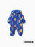 Combinaison bébé garçon Disney Winnie l'ourson, 1 pièce, imprimé intégral, fermeture éclair, capuche, manches longues, épaisse, bleu