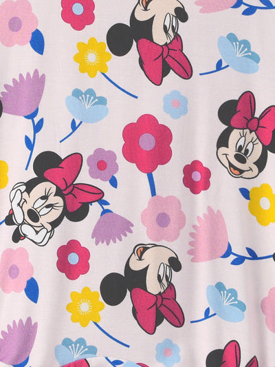 Disney Mickey and Friends Baby Girl 2pcs Minnie Bamboo Ruffled Allover Print Romper Hot Pink