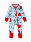 Marvel Bamboo Baby Boy/Girl Spider-Man 2-Way Zip Onesies Anti Slip Long-sleeve Footie Blue