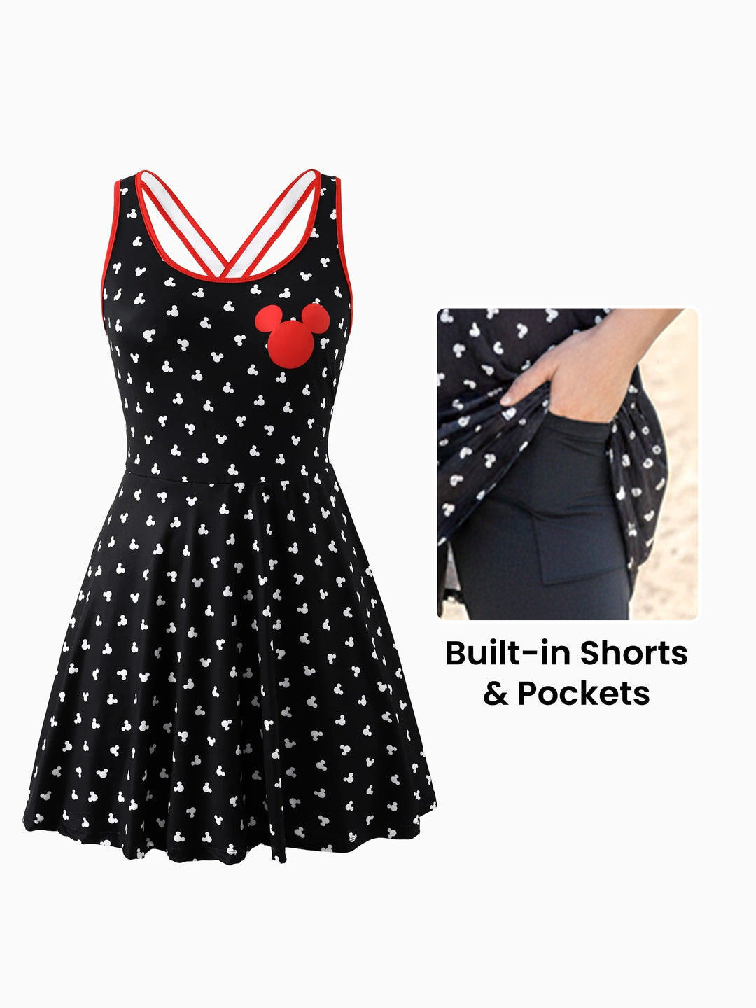 Disney Mickey y amigos Conjunto familiar a juego mamá y yo Vestido deportivo de una pieza con estampado de Mickey Mouse/Camiseta de algodón/Mono Conjunto casual de 3 piezas de algodón unisex Negro