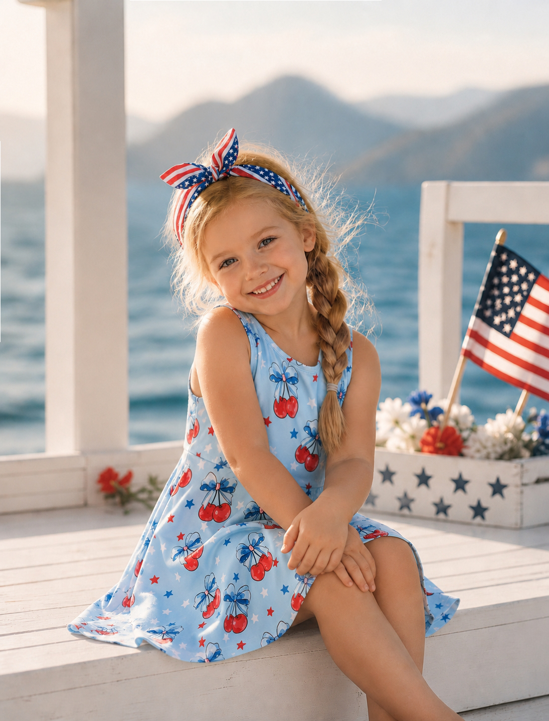 Independence Day Toddler Girls Patriotic Cherry/Star Print Casual Slee - PatPat Independence Day Toddler Girls Patriotic Cherry/Star Print Casual Slee - PatPat