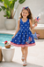 Independence Day Toddler Girls Patriotic Cherry/Star Print Casual Sleeveless Dress Dark Blue
