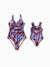 Mommy and me Tropical Leaf Print Swimsuits Cutout One-Piece & Swim Trunks Set Blue
