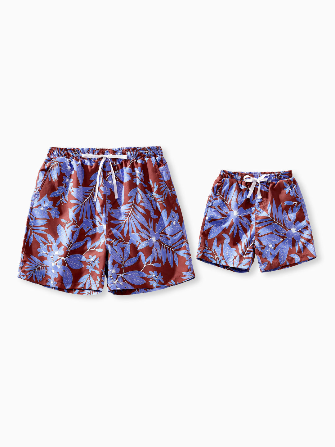 Daddy and Son Tropical Leaf Print Swimsuits Cutout One-Piece & Swim Trunks Set Multi-color